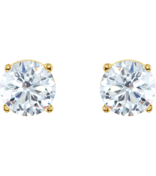 1874 14K Yellow Set Round Natural Diamond Pair 3.4Mm 13 Ctw I3, G-H Friction Friction Backs Included 4-Prong Polished 13 Ctw Natural Diamond Stud Earrings