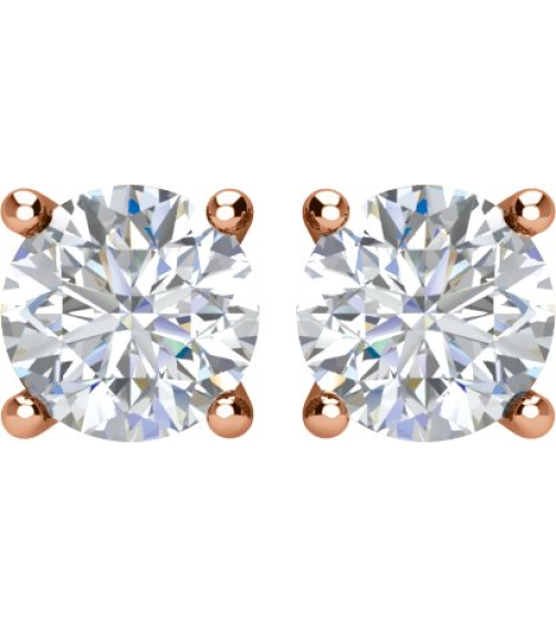 1874 14K Rose Set Round Natural Diamond Pair 3.4Mm 13 Ctw I3, G-H Friction Friction Backs Included 4-Prong Polished 13 Ctw Natural Diamond Stud Earrings