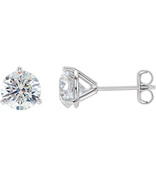 66233 14K White Set Round Natural Diamond Pair 5.75Mm 1 12 Ctw I3, G-H Friction Friction Backs Included 3-Prong Polished 1 12 Ctw Natural Diamond Stud Earrings