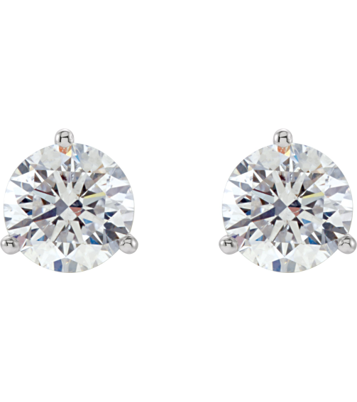 66233 14K White Set Round Natural Diamond Pair 5.75Mm 1 12 Ctw I3, G-H Friction Friction Backs Included 3-Prong Polished 1 12 Ctw Natural Diamond Stud Earrings