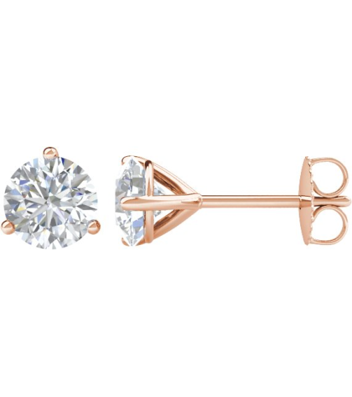 66233 14K Rose Set Round Natural Diamond Pair 5.75Mm 1 12 Ctw I3, G-H Friction Friction Backs Included 3-Prong Polished 1 12 Ctw Natural Diamond Stud Earrings