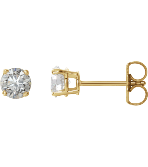 1874 14K Yellow Set Round Natural Diamond Pair 4.5Mm 34 Ctw I3, G-H Friction Friction Backs Included 4-Prong Polished 34 Ctw Natural Diamond Stud Earrings