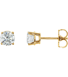 1874 14K Yellow Set Round Natural Diamond Pair 5Mm 1 Ctw I3, G-H Friction Friction Backs Included 4-Prong Polished 1 Ctw Natural Diamond Stud Earrings