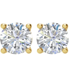 1874 14K Yellow Set Round Natural Diamond Pair 5Mm 1 Ctw I3, G-H Friction Friction Backs Included 4-Prong Polished 1 Ctw Natural Diamond Stud Earrings