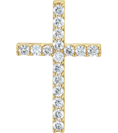 R42157 Pendant Set 14K Yellow Round Natural Diamond 2.2Mm 58 Ctw I1, G-H Polished 58 Ctw Natural Diamond Petite Cross Pendant