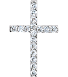 R42157 Pendant Set 14K White Round Natural Diamond 2.2Mm 58 Ctw I1, G-H Polished 58 Ctw Natural Diamond Petite Cross Pendant