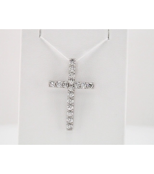 R42157 Pendant Set 14K White Round Natural Diamond 2.2Mm 58 Ctw I1, G-H Polished 58 Ctw Natural Diamond Petite Cross Pendant