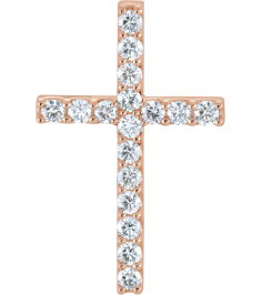 R42157 Pendant Set 14K Rose Round Natural Diamond 2.2Mm 58 Ctw I1, G-H Polished 58 Ctw Natural Diamond Petite Cross Pendant