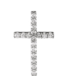 R42157 Pendant Set Platinum Round Natural Diamond 2.2Mm 58 Ctw Si1, G-H Polished 58 Ctw Natural Diamond Petite Cross Pendant