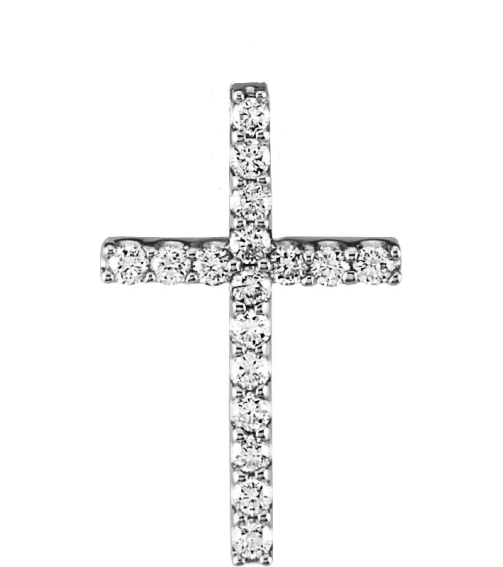 R42157 Pendant Set Platinum Round Natural Diamond 2.2Mm 58 Ctw Si1, G-H Polished 58 Ctw Natural Diamond Petite Cross Pendant