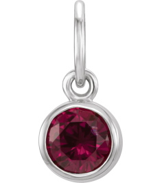 86179 Charm Set 14K White Round Imitation Garnet 4 Mm Polished Posh Mommy Imitation Garnet Birthstone Charm
