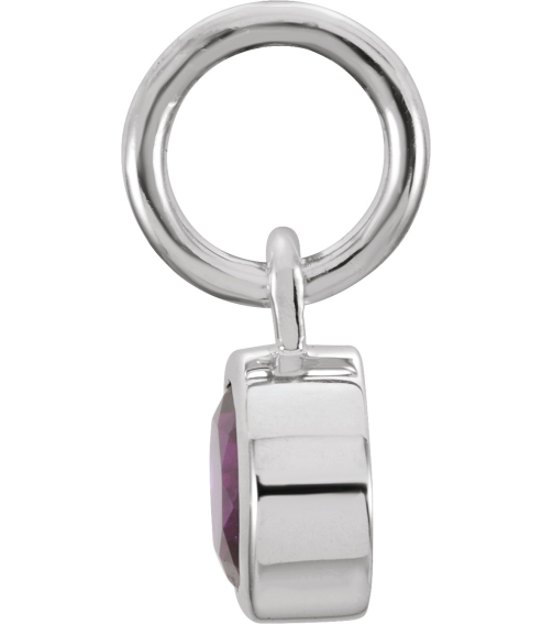 86179 Charm Set 14K White Round Imitation Garnet 4 Mm Polished Posh Mommy Imitation Garnet Birthstone Charm