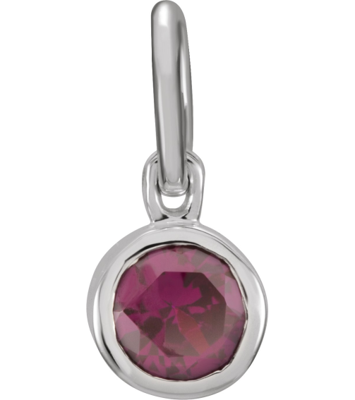 86179 Charm Set 14K White Round Imitation Garnet 4 Mm Polished Posh Mommy Imitation Garnet Birthstone Charm
