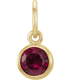 86179 Charm Set 14K Yellow Round Imitation Garnet 4 Mm Polished Posh Mommy Imitation Garnet Birthstone Charm