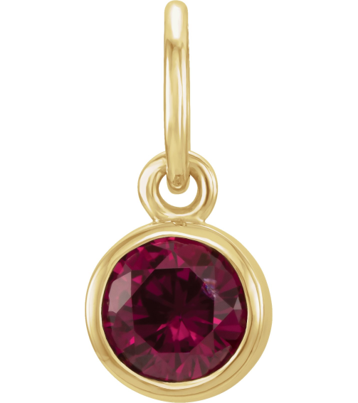 86179 Charm Set 14K Yellow Round Imitation Garnet 4 Mm Polished Posh Mommy Imitation Garnet Birthstone Charm
