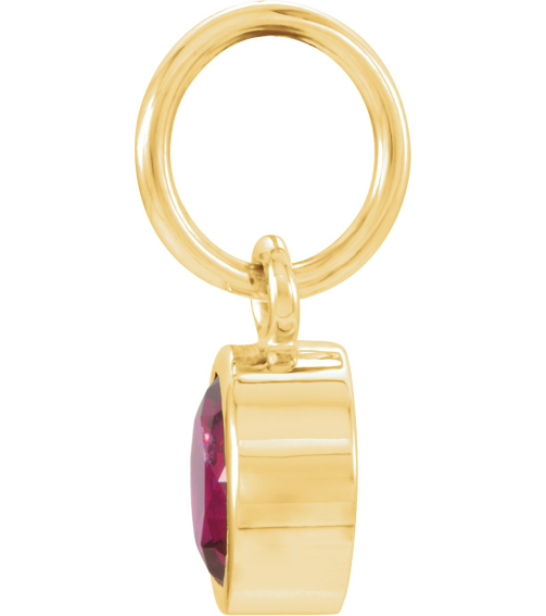 86179 Charm Set 14K Yellow Round Imitation Garnet 4 Mm Polished Posh Mommy Imitation Garnet Birthstone Charm
