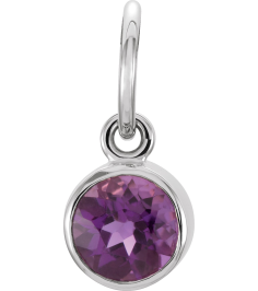 86179 Charm Set 14K White Round Imitation Amethyst 4 Mm Polished Posh Mommy Imitation Amethyst Birthstone Charm