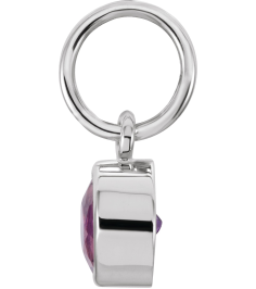 86179 Charm Set 14K White Round Imitation Amethyst 4 Mm Polished Posh Mommy Imitation Amethyst Birthstone Charm