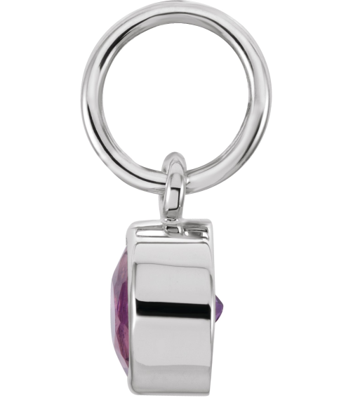 86179 Charm Set 14K White Round Imitation Amethyst 4 Mm Polished Posh Mommy Imitation Amethyst Birthstone Charm