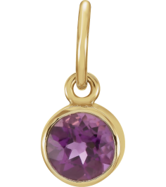 86179 Charm Set 14K Yellow Round Imitation Amethyst 4 Mm Polished Posh Mommy Imitation Amethyst Birthstone Charm