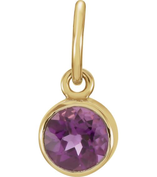 86179 Charm Set 14K Yellow Round Imitation Amethyst 4 Mm Polished Posh Mommy Imitation Amethyst Birthstone Charm