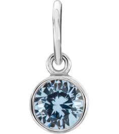 86179 Charm Set 14K White Round Imitation Aquamarine 4 Mm Polished Posh Mommy Imitation Aquamarine Birthstone Charm