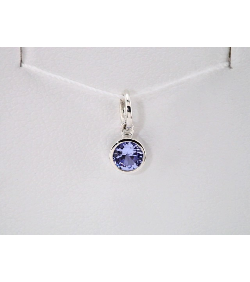 86179 Charm Set 14K White Round Imitation Aquamarine 4 Mm Polished Posh Mommy Imitation Aquamarine Birthstone Charm