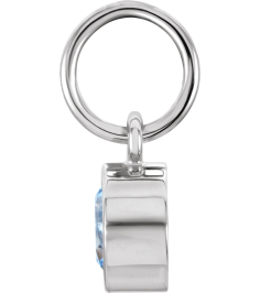 86179 Charm Set 14K White Round Imitation Aquamarine 4 Mm Polished Posh Mommy Imitation Aquamarine Birthstone Charm