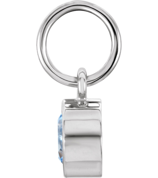 86179 Charm Set 14K White Round Imitation Aquamarine 4 Mm Polished Posh Mommy Imitation Aquamarine Birthstone Charm
