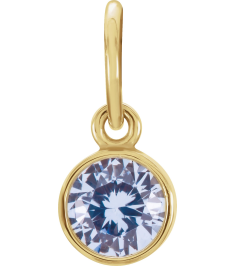 86179 Charm Set 14K Yellow Round Imitation Aquamarine 4 Mm Polished Posh Mommy Imitation Aquamarine Birthstone Charm