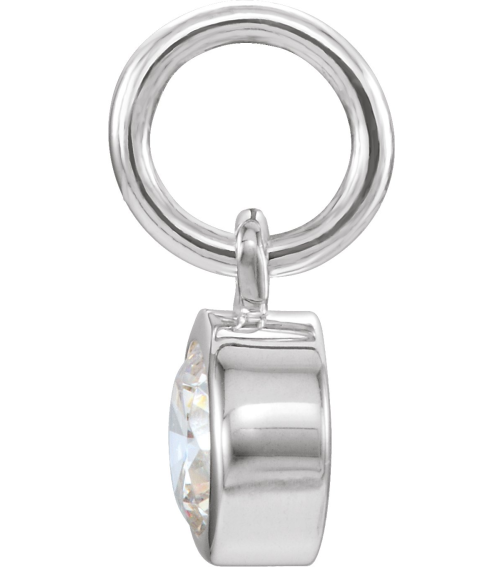 86179 Charm Set 14K White Round Imitation Diamond 4 Mm Polished Posh Mommy Imitation Diamond Birthstone Charm