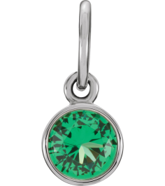 86179 Charm Set 14K White Round Imitation Emerald 4 Mm Polished Posh Mommy Imitation Emerald Birthstone Charm