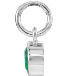 86179 Charm Set 14K White Round Imitation Emerald 4 Mm Polished Posh Mommy Imitation Emerald Birthstone Charm