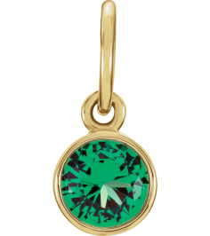 86179 Charm Set 14K Yellow Round Imitation Emerald 4 Mm Polished Posh Mommy Imitation Emerald Birthstone Charm
