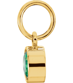 86179 Charm Set 14K Yellow Round Imitation Emerald 4 Mm Polished Posh Mommy Imitation Emerald Birthstone Charm