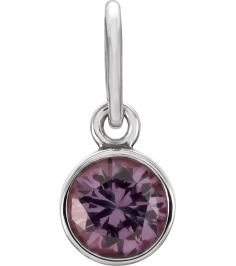 86179 Charm Set 14K White Round Imitation Alexandrite 4 Mm Polished Posh Mommy Imitation Alexandrite Birthstone Charm