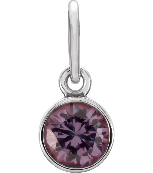 86179 Charm Set 14K White Round Imitation Alexandrite 4 Mm Polished Posh Mommy Imitation Alexandrite Birthstone Charm