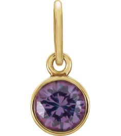86179 Charm Set 14K Yellow Round Imitation Alexandrite 4 Mm Polished Posh Mommy Imitation Alexandrite Birthstone Charm
