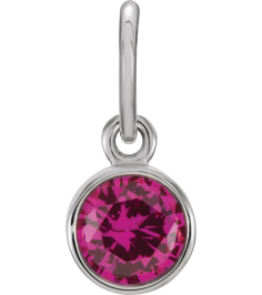 86179 Charm Set 14K White Round Imitation Ruby 4 Mm Polished Posh Mommy Imitation Birthstone Charm