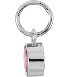 86179 Charm Set 14K White Round Imitation Ruby 4 Mm Polished Posh Mommy Imitation Birthstone Charm