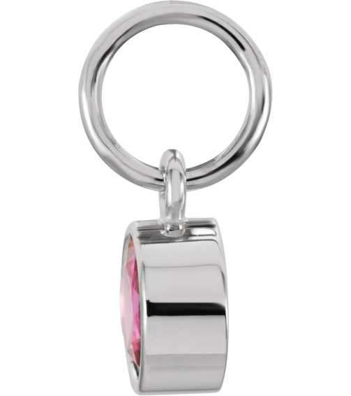 86179 Charm Set 14K White Round Imitation Ruby 4 Mm Polished Posh Mommy Imitation Birthstone Charm
