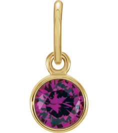 86179 Charm Set 14K Yellow Round Imitation Ruby 4 Mm Polished Posh Mommy Imitation Birthstone Charm