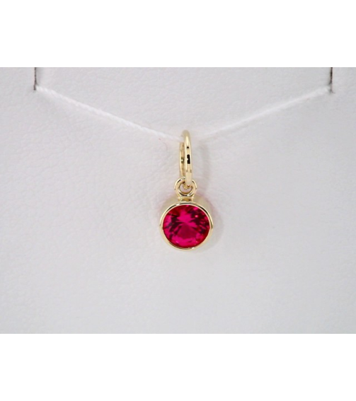 86179 Charm Set 14K Yellow Round Imitation Ruby 4 Mm Polished Posh Mommy Imitation Birthstone Charm