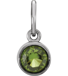 86179 Charm Set 14K White Round Imitation Peridot 4 Mm Polished Posh Mommy Imitation Birthstone Charm