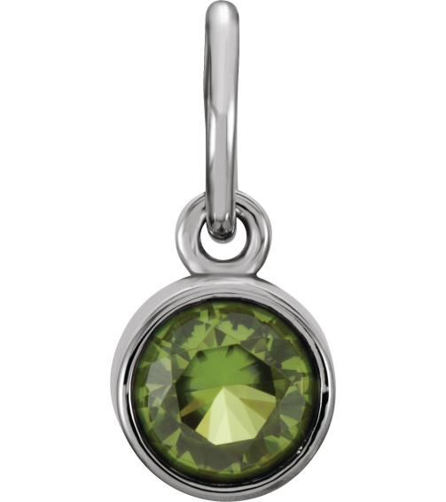 86179 Charm Set 14K White Round Imitation Peridot 4 Mm Polished Posh Mommy Imitation Birthstone Charm
