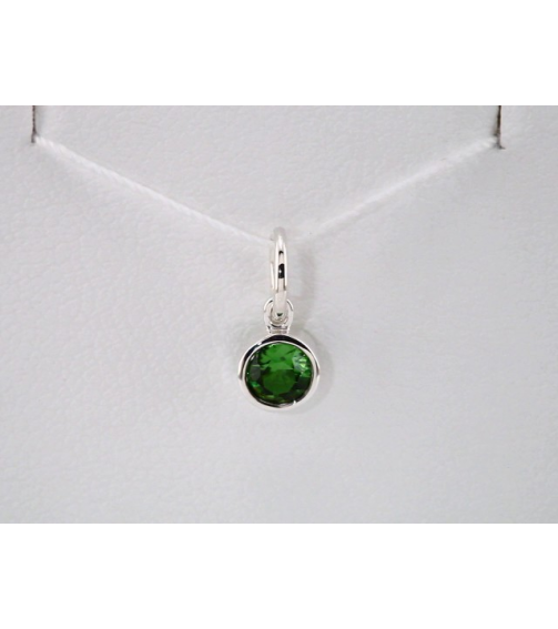 86179 Charm Set 14K White Round Imitation Peridot 4 Mm Polished Posh Mommy Imitation Birthstone Charm