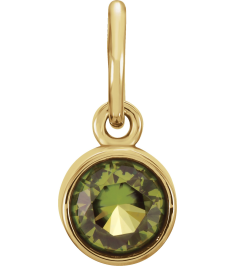 86179 Charm Set 14K Yellow Round Imitation Peridot 4 Mm Polished Posh Mommy Imitation Birthstone Charm