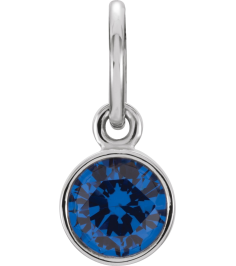 86179 Charm Set 14K White Round Imitation Blue Sapphire 4 Mm Polished Posh Mommy Imitation Birthstone Charm