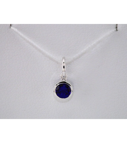86179 Charm Set 14K White Round Imitation Blue Sapphire 4 Mm Polished Posh Mommy Imitation Birthstone Charm