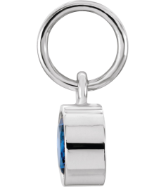 86179 Charm Set 14K White Round Imitation Blue Sapphire 4 Mm Polished Posh Mommy Imitation Birthstone Charm